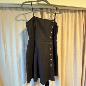 Nine Britton Black Mini Dress with Button Detail